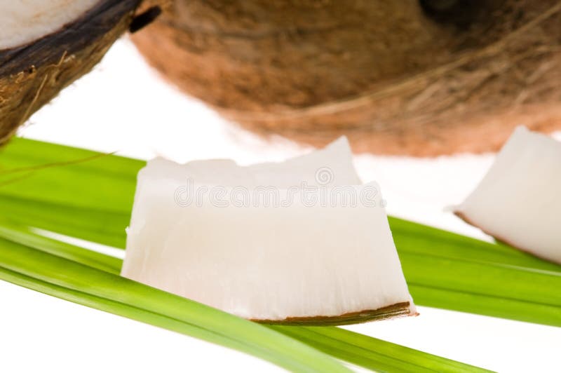 Coconut, Oil and Palm Leaf. Exotic Scene Stock Photo Image of care