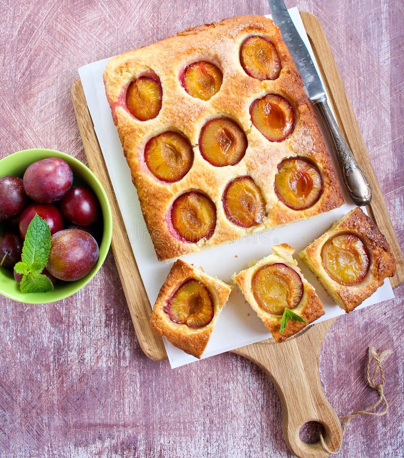 Coconut and plum cake royalty free stock photography Coconut and plum cake royalty free stock photography