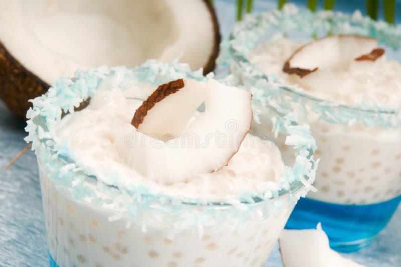 Coconut Pudding with Tapioca and Litchi Jelly Stock Image Image of