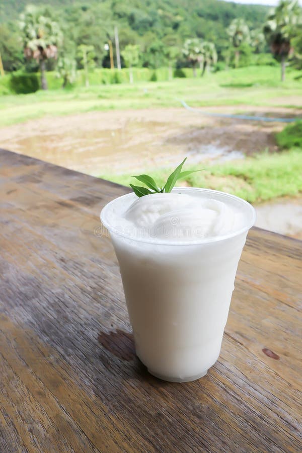 Coconut smoothie or coconut juice , coconut milk royalty free stock photo
