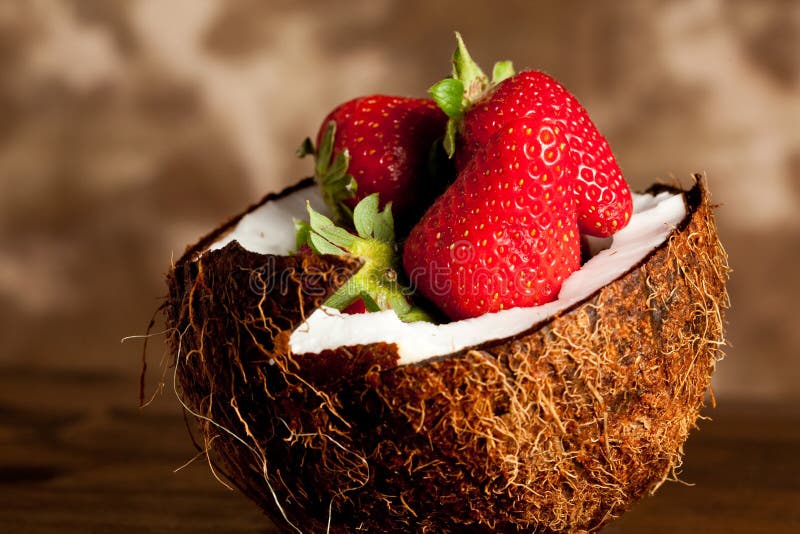 Coconut with strawberries