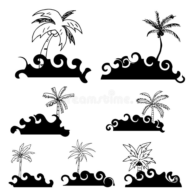 Coconut Tree Drawing a Vector Stock Vector Illustration of elements