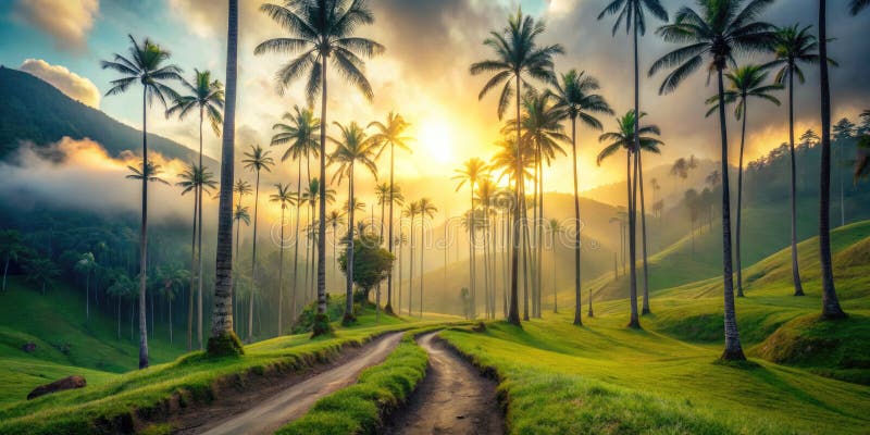 Cocora Valley Colombia En fotoresa på 8 000 000 via en surreal andisk paradise stock illustrationer