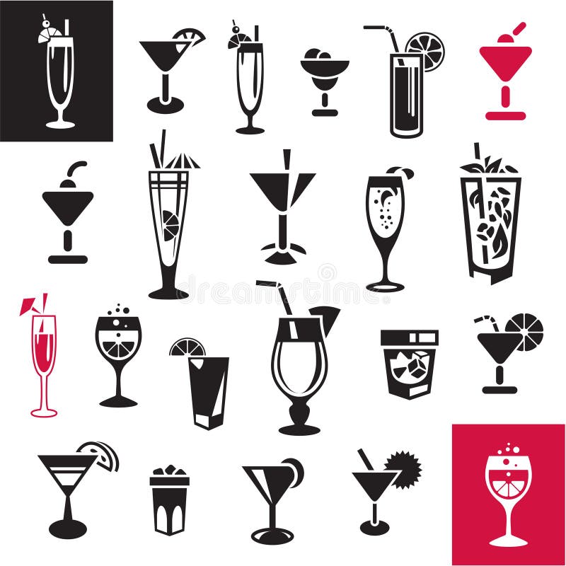 Coctailuppsättning vektor illustrationer