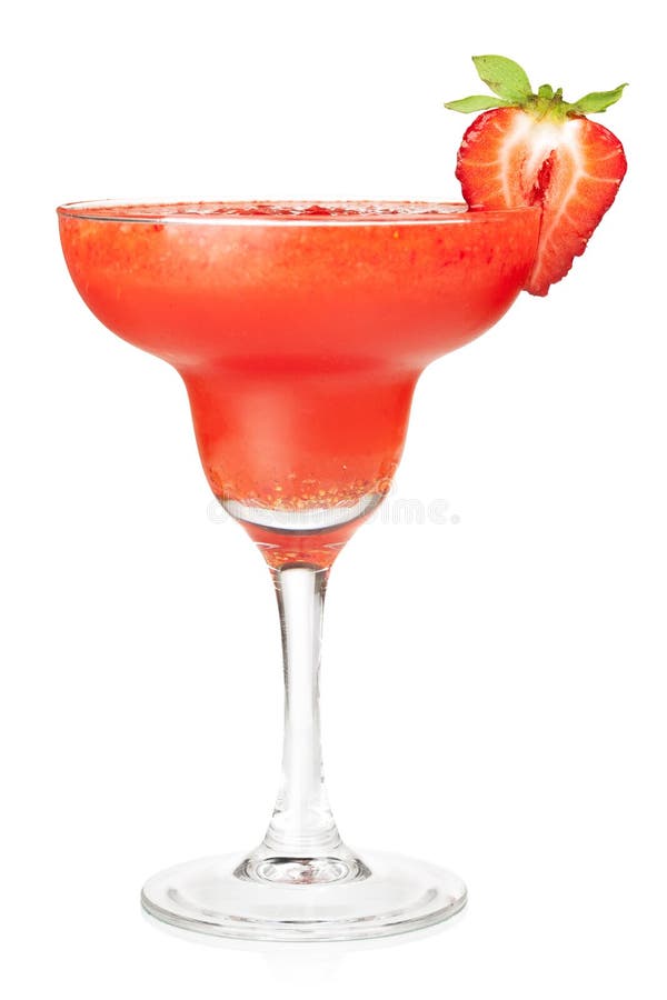 Frozen strawberry daiquiri alcohol cocktail. Isolated on white background. Frozen strawberry daiquiri alcohol cocktail. Isolated on white background