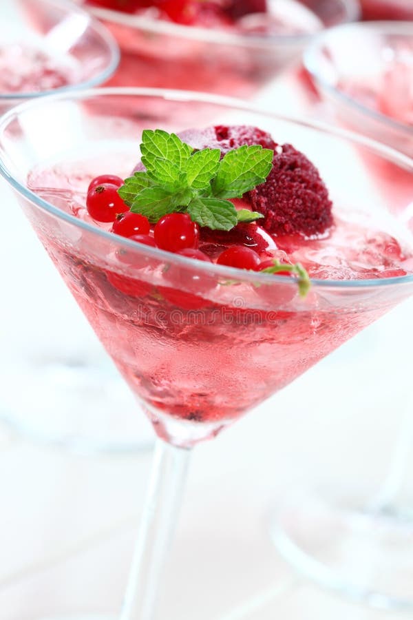 Coctel del verano con champán y el sorbete fotos de archivo libres de regalías Coctel del verano con champán y el sorbete fotos de archivo libres de regalías