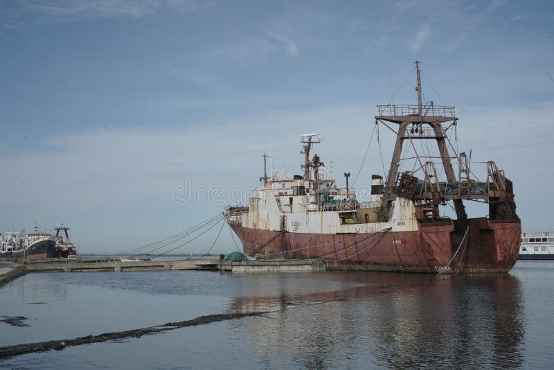 Cod fish ship anchored at Gafanha da NazarÃ© Aveiro Portugal