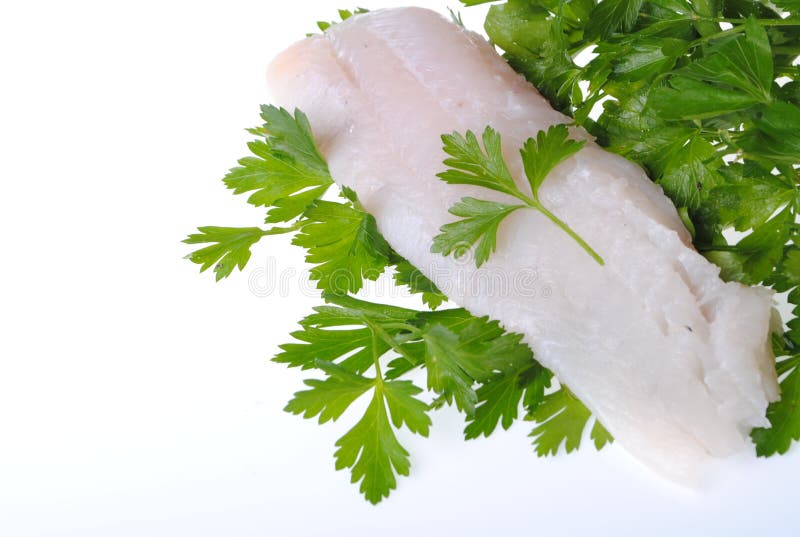 Cod steak over parsley