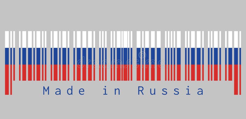 Code barres a placé la couleur du drapeau de la Russie, trois champs horizontaux égaux de bleu et rouge blancs avec le texte : Fa illustration stock Code barres a placé la couleur du drapeau de la Russie, trois champs horizontaux égaux de bleu et rouge blancs avec le texte : Fa illustration stock