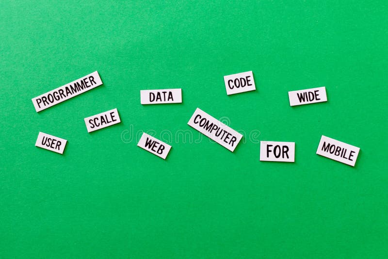 Code Computer Programmer Data Text on Green Background. Flat Color ...