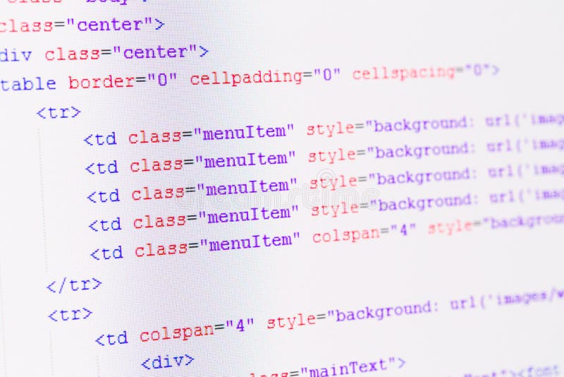 Vue De Face De Code De Page Web De HTML Photo stock  Image du