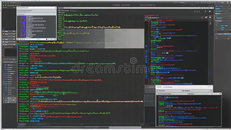 Computer screen display code editing interface, Generative AI. Code debugging and analysis, computer screen display code editing interface. Code programming video