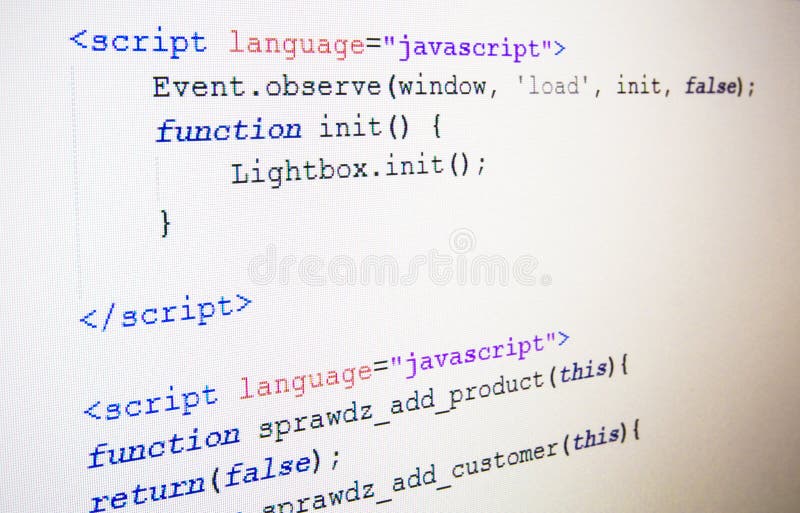 Code der JavaScript-Sprache lizenzfreies stockfoto