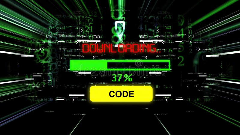 Code download progress bar on the screen stock images