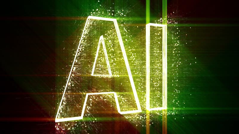 Code informatique binaire d'animation de conception de nuage d'intelligence artificielle du mot de 4k AI. illustration stock