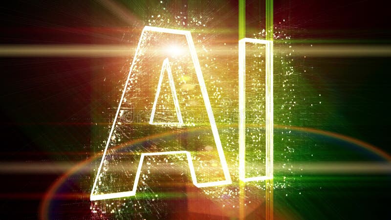 Code informatique binaire d'animation de conception de nuage d'intelligence artificielle du mot de 4k AI. illustration libre de droits