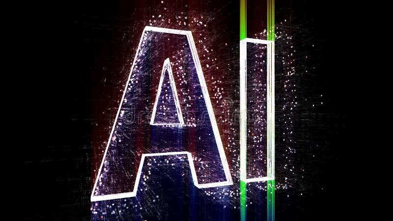 4k ai mot d'intelligence artificielle nuage conception animation code informatique binaire. illustration de vecteur