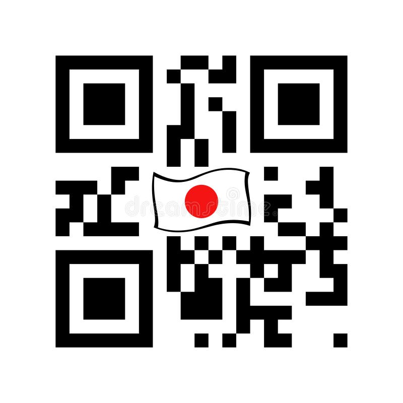 Code lisible de Smartphone QR avec l'icône de drapeau du Japon illustration de vecteur Code lisible de Smartphone QR avec l'icône de drapeau du Japon illustration de vecteur