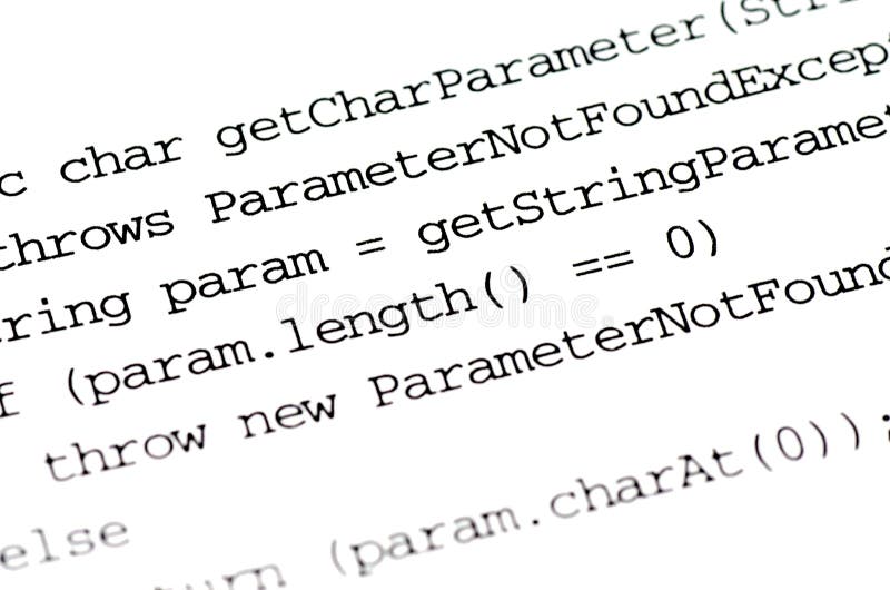 Code. Program code for a computer program on white backround. Java program code stock images, royalty-free photos and pictures