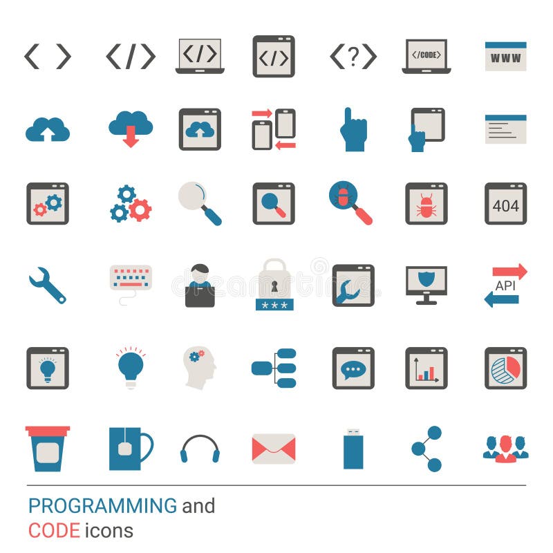 Programming icon set stock vector. Illustration of information - 134621848