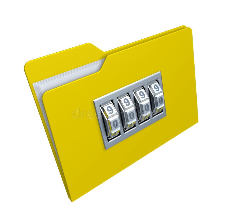 The folder with the the code ( 3D rendered illustration). Top secret illustrations