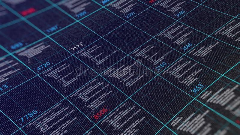 Codes avec des nombres dans les cellules Animation Compte sous la forme de table avec des codes et des résultats de calcul dans d illustration stock