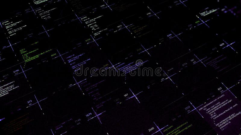 Codes de programme dans des cellules. Animation. Codes changeants multiples de programme dans le tableau numérique. Les codes sour illustration stock