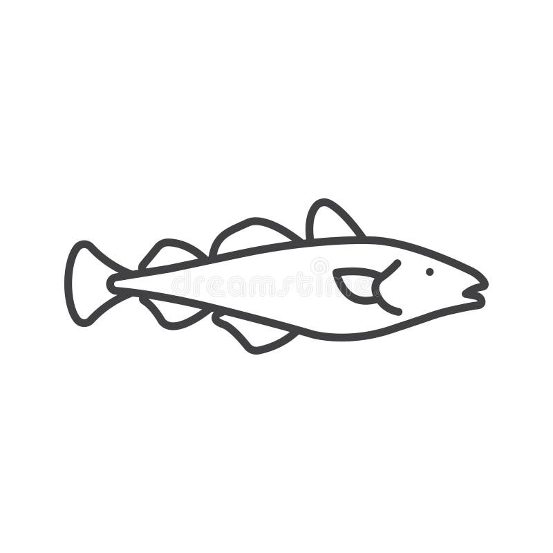 Codfish Fish Line Icon. Linear Style Sign for Mobile Concept and Web Design  Stock Vector - Illustration of animal, fishes: 267422797