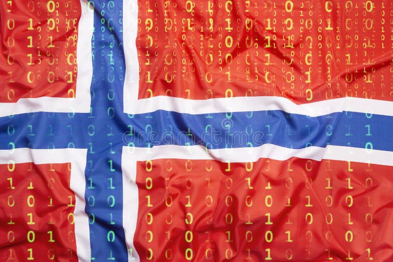 Codice binario con la bandiera della Norvegia, concetto di protezione dei dati immagine stock Codice binario con la bandiera della Norvegia, concetto di protezione dei dati immagine stock