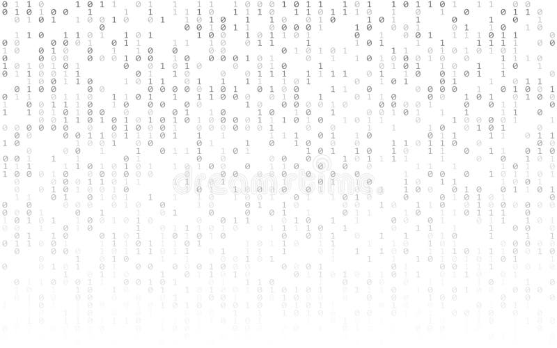 Codice binario su fondo bianco Concetto matrice con cifre in caduta Concetto di dati astratti Esecuzione di numeri casuali su