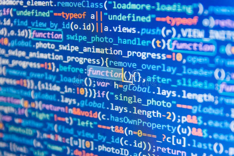 Codice di Javascript nel software del sostegno Programmatore Typing New Lines del codice del HTML fotografie stock libere da diritti