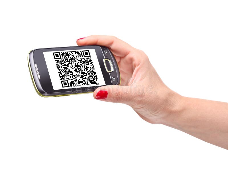 Codice di Qr sullo smartphone immagine stock libera da diritti Codice di Qr sullo smartphone immagine stock libera da diritti