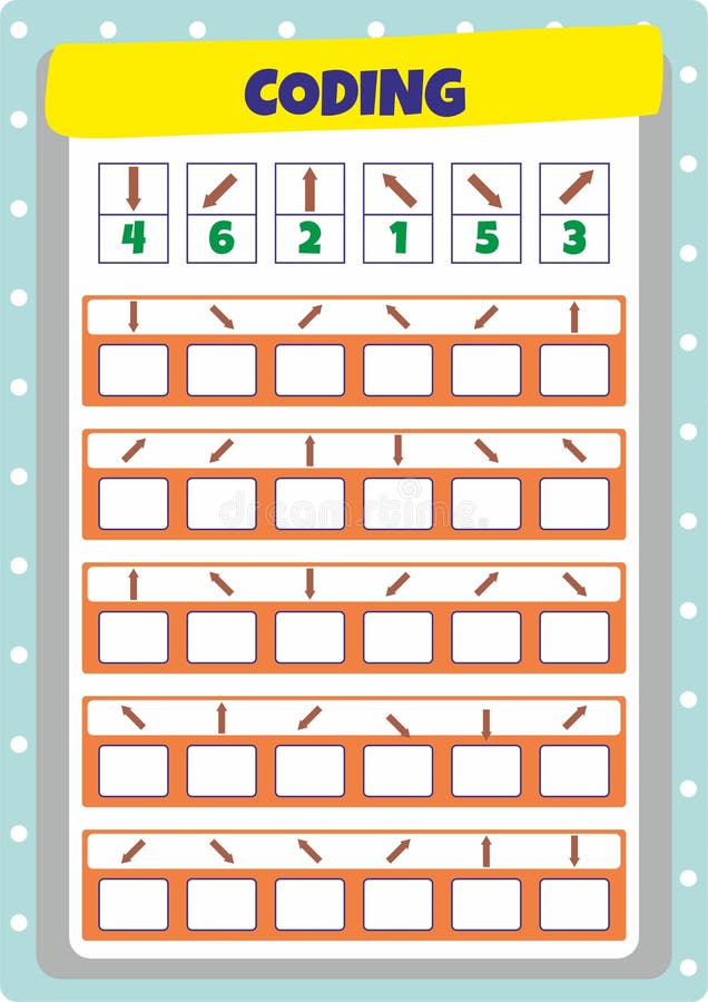 coding activity with arrows for kids stock illustration illustration of school worksheet 247369306