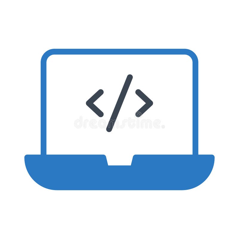 Coding glyph colur vector icon stock illustration.