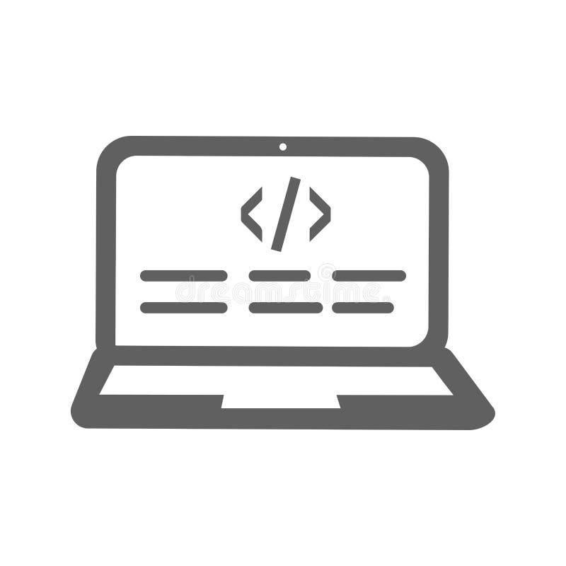 Coding, html code icon / gray version vector illustration