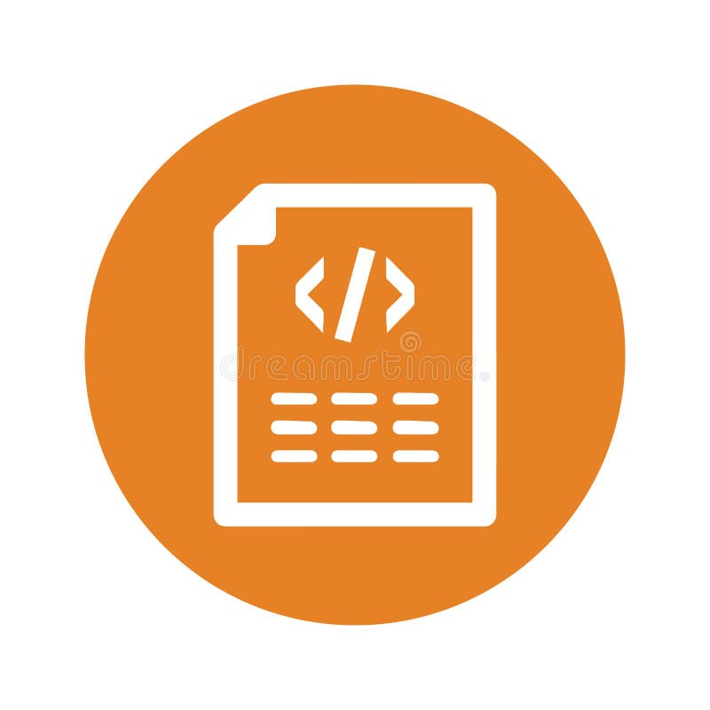 Coding, html code icon / orange color stock illustration