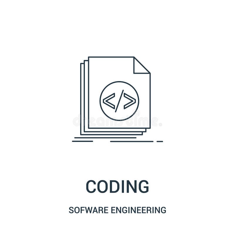 Coding icon vector from sofware engineering video gaming collection. Thin line coding outline icon vector illustration. Linear symbol for use on web and mobile apps, logo, print media