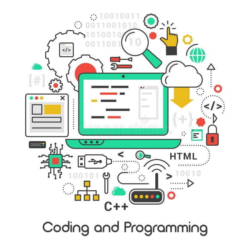 Programming languages icons set stock illustration illustration of