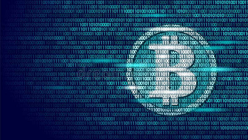Codul binar al semnului criptei digitale bitcoin. tehnologie de extragere a datelor. albastru strălucitor abstract stock illustration