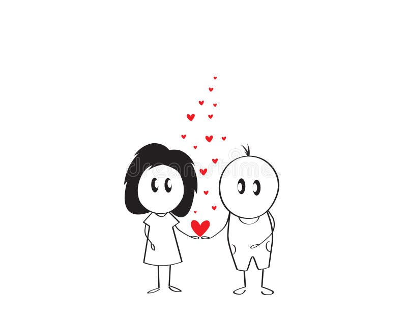 Boy and a Girl in Love Holding Hands, Cartoon Character, Vector. Funny,  Cute Cartoon Illustration Stock Vector - Illustration of style, cartoon:  175341720