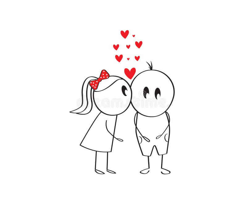 Boy and a Girl in Love, Cartoon Character, Vector. Funny, Cute Cartoon  Illustration. Girl Kissing a Boy Stock Vector - Illustration of style,  kissing: 175392703