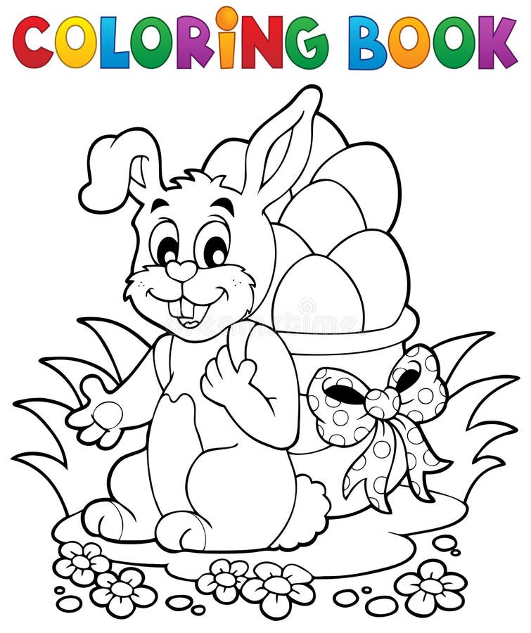 Livro para colorir coelho da Páscoa 1 ilustração royalty free