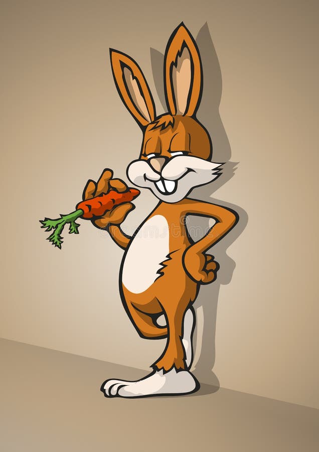 Coelho da Páscoa fixe com cenoura ilustração do vetor