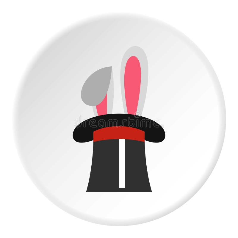 Coelho no círculo do ícone do mágico do chapéu ilustração do vetor