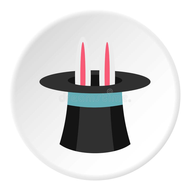 Coelho no círculo do ícone do mágico do chapéu ilustração stock