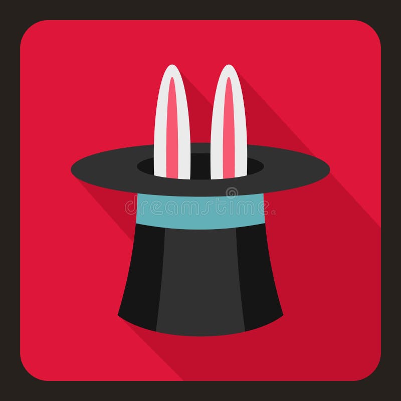 Coelho no ícone do mágico do chapéu, estilo liso ilustração stock