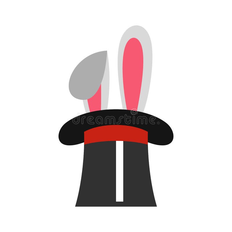Coelho no ícone do mágico do chapéu, estilo liso ilustração stock