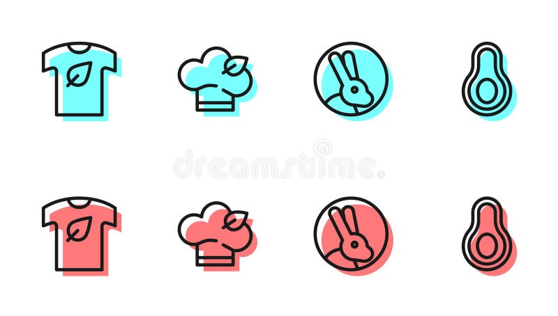 Coelho vegano camisa comida dieta e ícone de fruta abacado. vetor ilustração stock