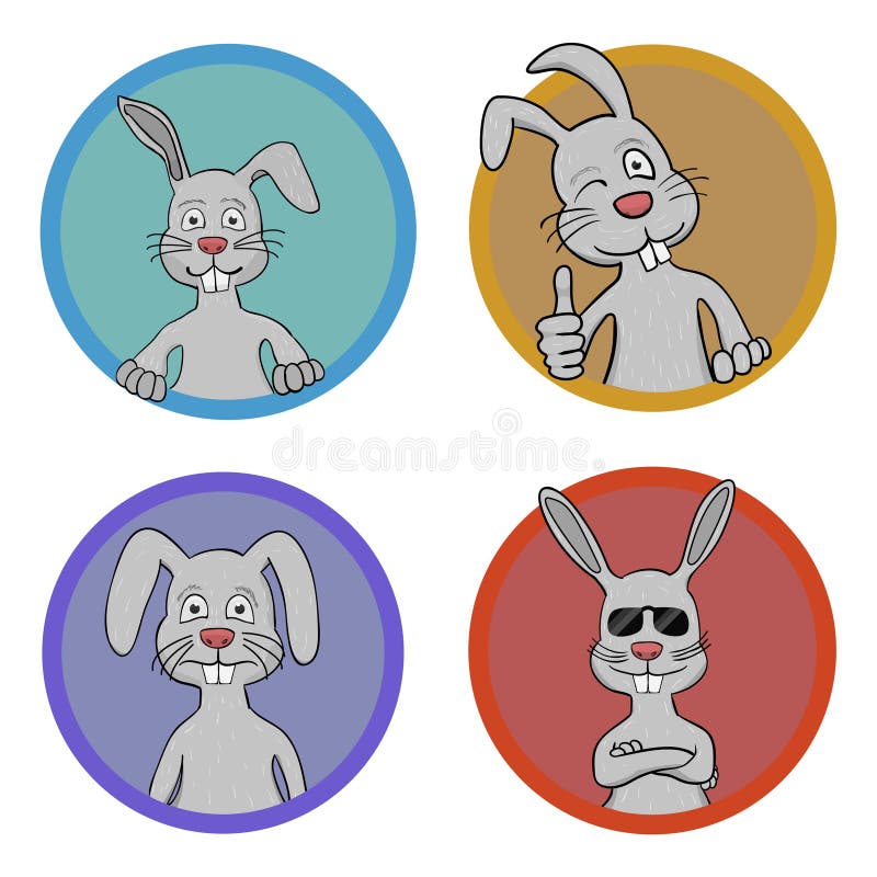 Coelhos dos desenhos animados handdrawn ilustração royalty free Coelhos dos desenhos animados handdrawn ilustração royalty free