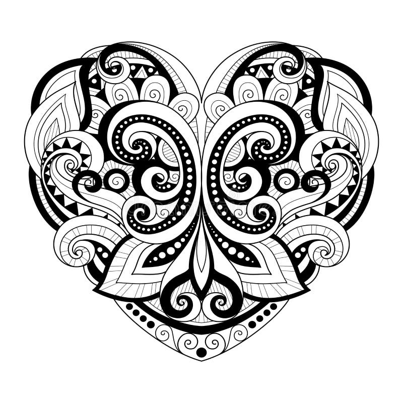 Coeur abstrait monochrome décoratif de vecteur illustration stock Coeur abstrait monochrome décoratif de vecteur illustration stock